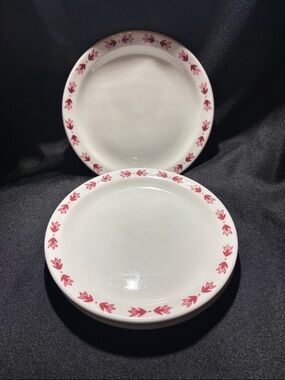 Vintage Shenango China Red Leaf Restaurant Ware, Set of 3 Dessert Plates
